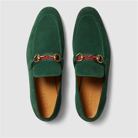 green suede gucci loafers